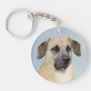 Chinook (Dropped Ears) Painting - Original Dog Art Key Ring