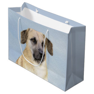 Chinook (Dropped Ears) Painting - Original Dog Art Large Gift Bag