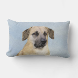 Chinook (Dropped Ears) Painting - Original Dog Art Lumbar Cushion