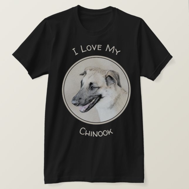 Chinook (Dropped Ears) Painting - Original Dog Art T-Shirt (Design Front)