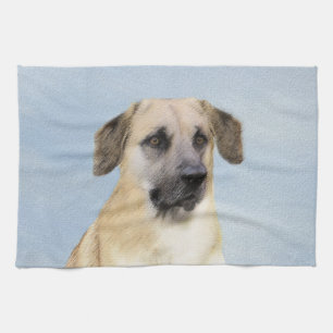 Chinook (Dropped Ears) Painting - Original Dog Art Tea Towel