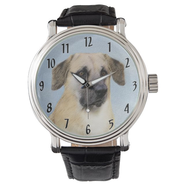 Chinook (Dropped Ears) Painting - Original Dog Art Watch (Front)