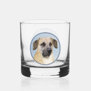 Chinook (Dropped Ears) Painting - Original Dog Art Whiskey Glass