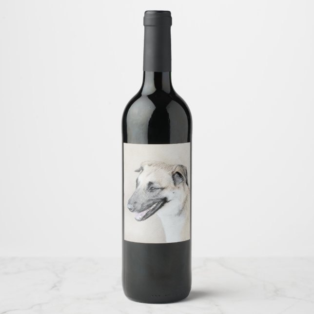 Chinook (Dropped Ears) Painting - Original Dog Art Wine Label (Front)