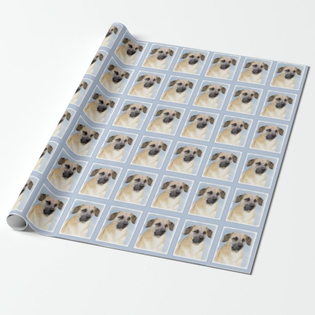 Chinook (Dropped Ears) Painting - Original Dog Art Wrapping Paper (Unrolled)