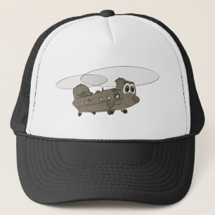 Chinook Helicopter Cartoon Trucker Hat