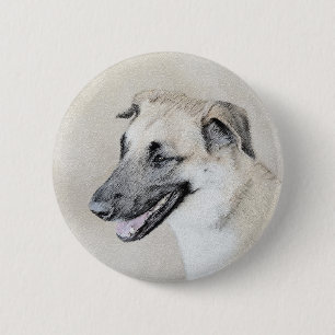 Chinook (Helicopter Ears) Painting - Dog Art 6 Cm Round Badge