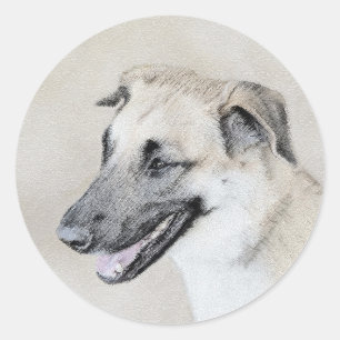 Chinook (Helicopter Ears) Painting - Dog Art Classic Round Sticker