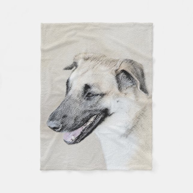 Chinook (Helicopter Ears) Painting - Dog Art Fleece Blanket (Front)