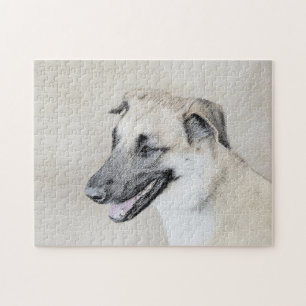 Chinook (Helicopter Ears) Painting - Dog Art Jigsaw Puzzle