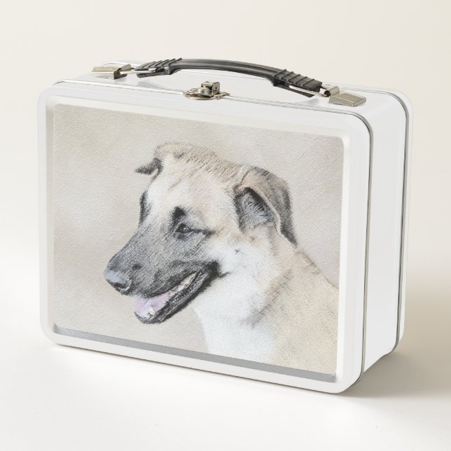 Chinook (Helicopter Ears) Painting - Dog Art Metal Lunch Box (Front)