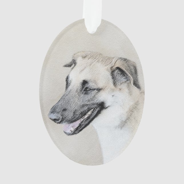 Chinook (Helicopter Ears) Painting - Dog Art Ornament (Back)