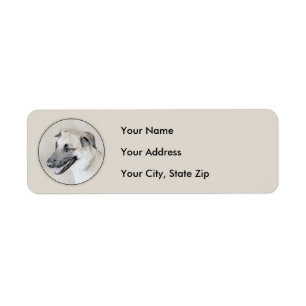 Chinook (Helicopter Ears) Painting - Dog Art Return Address Label