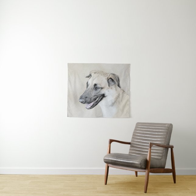 Chinook (Helicopter Ears) Painting - Dog Art Tapestry (In Situ (Horizontal))