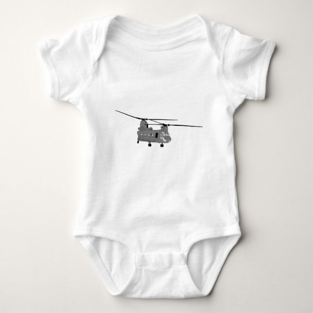 Chinook Helicopter Sihlouette Baby Bodysuit (Front)