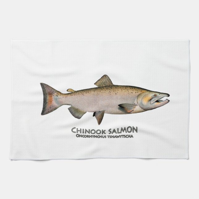 Chinook - King Salmon (spawning phase) Tea Towel (Horizontal)