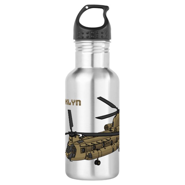 Chinook military helicopter illustration 532 ml water bottle (Front)