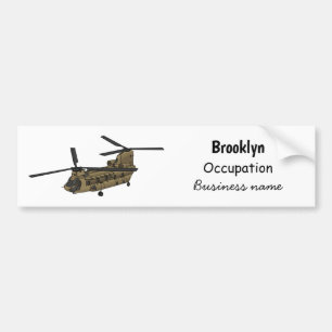 Chinook military helicopter illustration bumper sticker