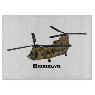 Chinook military helicopter illustration cutting board