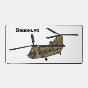 Chinook military helicopter illustration desk mat