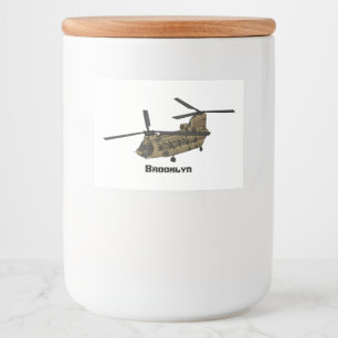 Chinook military helicopter illustration food label
