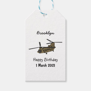 Chinook military helicopter illustration gift tags