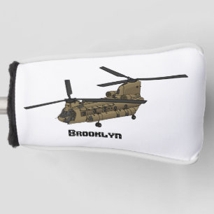 Chinook military helicopter illustration golf head cover