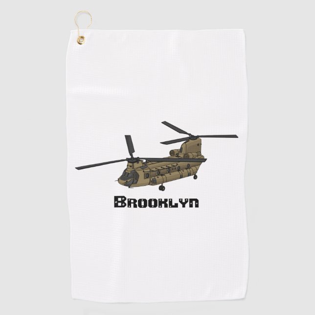 Chinook military helicopter illustration golf towel (Front)