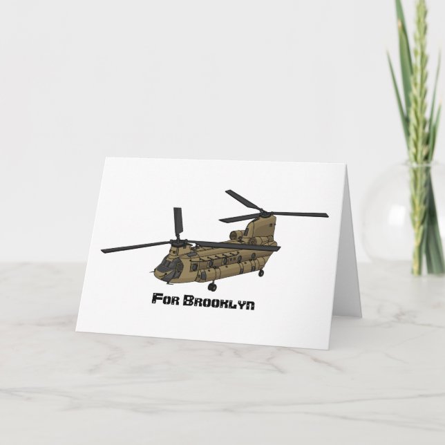 Chinook military helicopter illustration holiday card (Front)