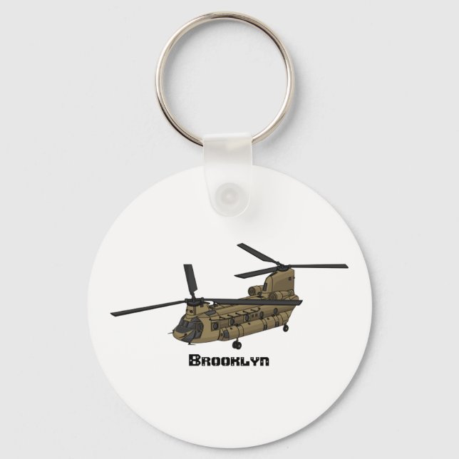 Chinook military helicopter illustration key ring (Front)