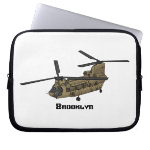 Chinook military helicopter illustration laptop sleeve