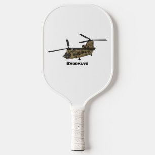 Chinook military helicopter illustration pickleball paddle
