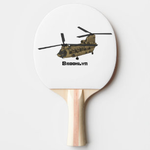 Chinook military helicopter illustration ping pong paddle