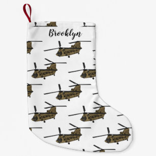 Chinook military helicopter illustration small christmas stocking