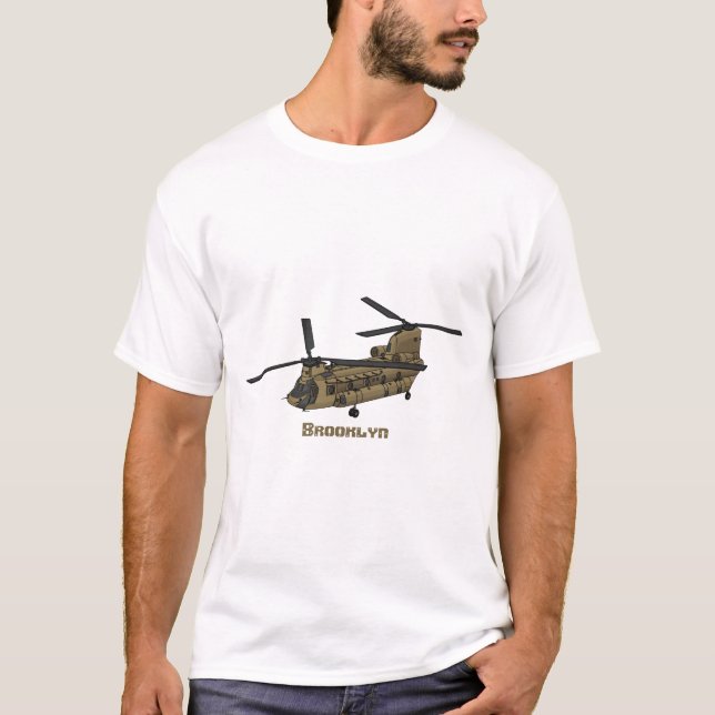 Chinook military helicopter illustration T-Shirt (Front)
