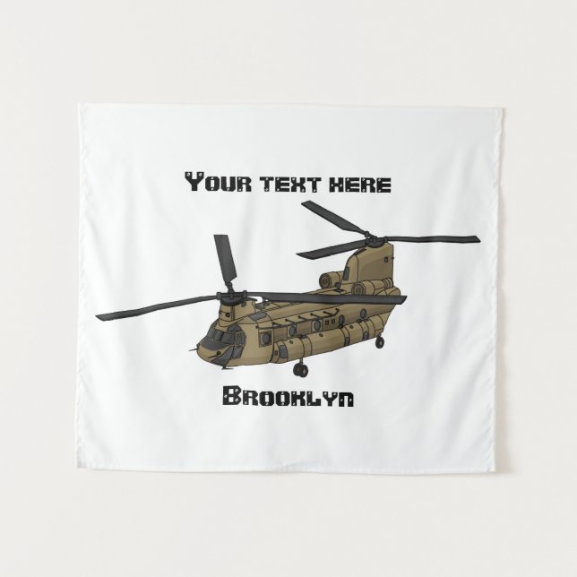 Chinook military helicopter illustration tapestry (Front (Horizontal))