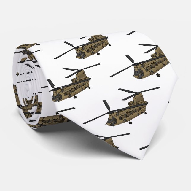 Chinook military helicopter illustration tie (Rolled)