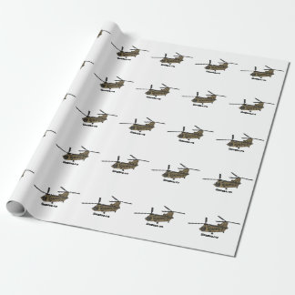 Chinook military helicopter illustration wrapping paper