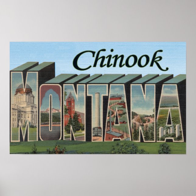 Chinook, Montana - Large Letter Scenes Poster (Front)