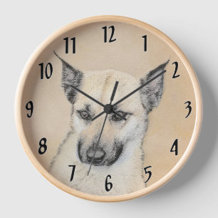 Chinook (Pointed Ears) Painting - Original Dog Art Clock
