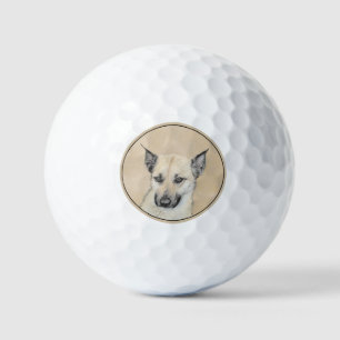 Chinook (Pointed Ears) Painting - Original Dog Art Golf Balls