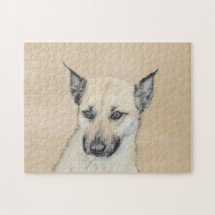 Chinook (Pointed Ears) Painting - Original Dog Art Jigsaw Puzzle