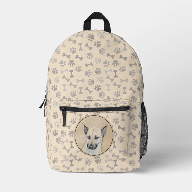 Chinook (Pointed Ears) Painting - Original Dog Art Printed Backpack (Front)