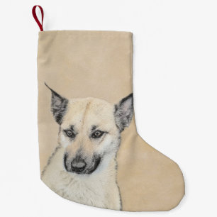 Chinook (Pointed Ears) Painting - Original Dog Art Small Christmas Stocking