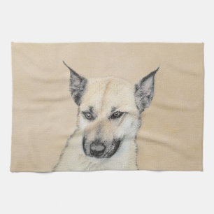 Chinook (Pointed Ears) Painting - Original Dog Art Tea Towel