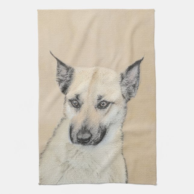 Chinook (Pointed Ears) Painting - Original Dog Art Tea Towel (Vertical)