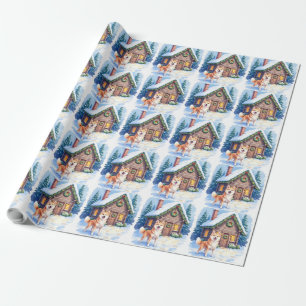 Chinook Rustic Log Cabin Christmas Art Wrapping Paper