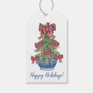Chinsoiserie Christmas Gift Tags, Blue Topiary  Tags