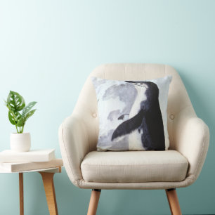 Chinstrap Penguin, Vintage Birds from Antarctica Cushion