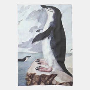 Chinstrap Penguin, Vintage Birds from Antarctica Tea Towel